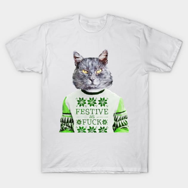 Cat in ugly sweater T-Shirt by DarkMaskedCats